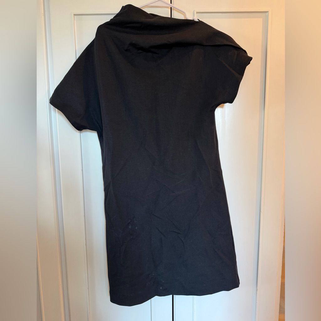 Cos Black Asymmetric Mock Neck Dress